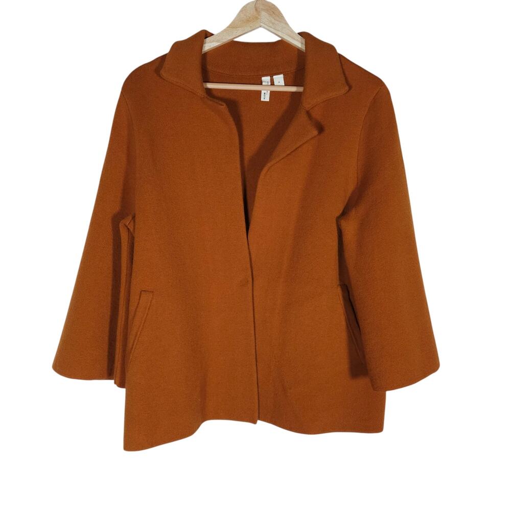 Moth Anthropologie Womens Sweater Jacket Small Burnt Rust Orange Wool Knit
